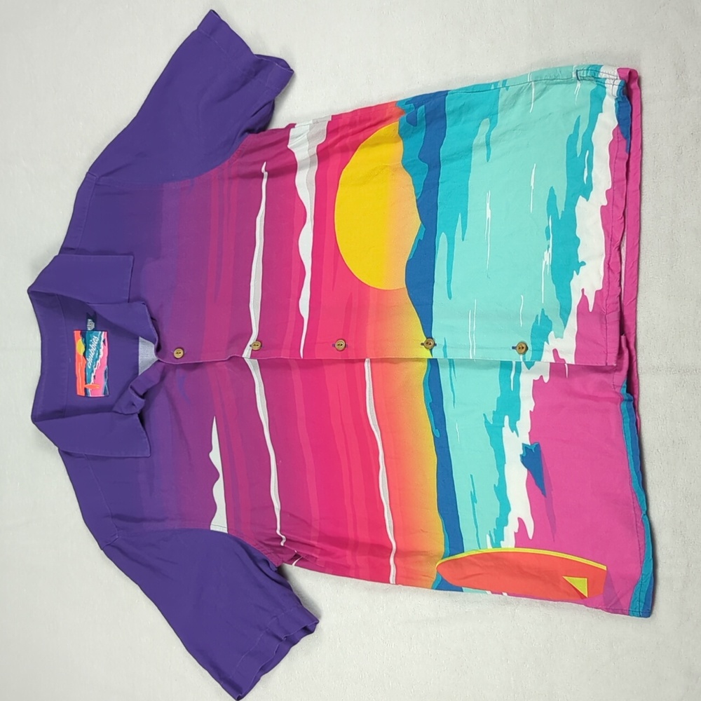 Chubbies Beach Surf Scene Lightweight Mens Short Sleeve Button-down Mens Medium - Picture 2 of 5